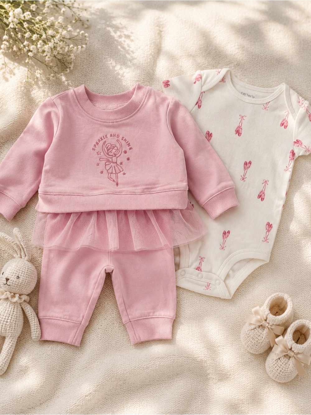 Carter's Dusty Pink Tulle Sweatshirt and Pants Set